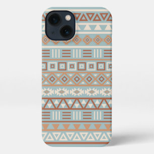Aztec Influence Pattern Blue Cream Terracottas iPhone 13 Case
