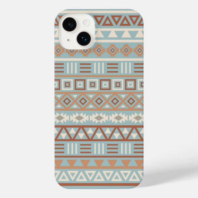 Aztec Influence Pattern Blue Cream Terracottas iPhone Case (Back)