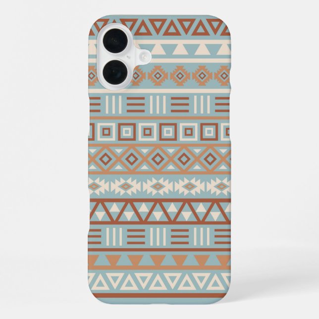 Aztec Influence Pattern Blue Cream Terracottas iPhone Case (Back)
