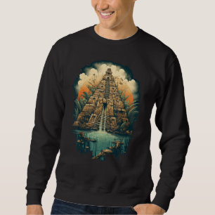 Aztec Inka Maya Mystic Jungle Temple Pyramid Graph Sweatshirt