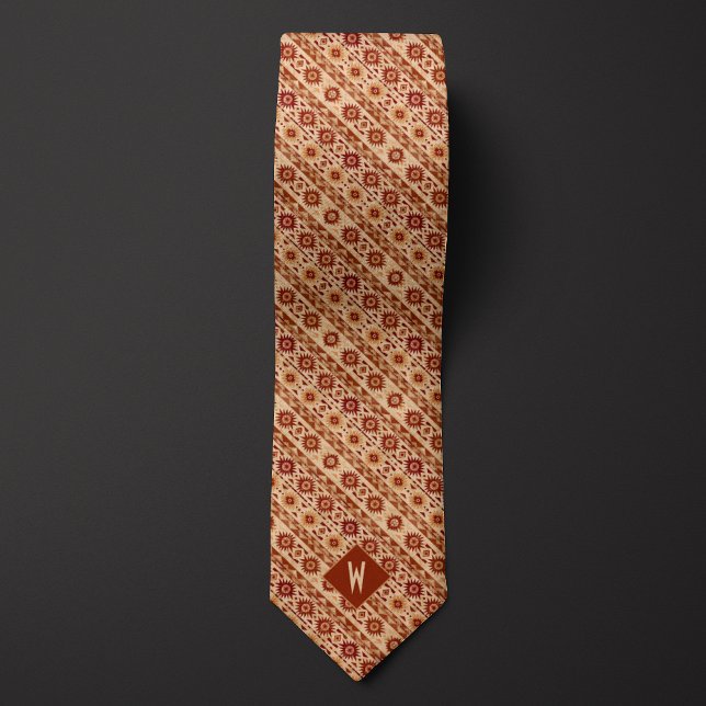 Aztec-Inspired Brick Red and Sand Pattern Tie (Creator Uploaded)