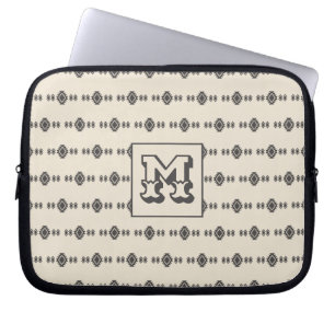 Aztec-Inspired Minimalist Pattern   Monogram  Laptop Sleeve