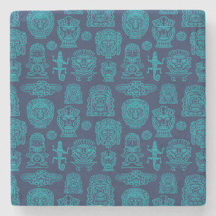 Aztec Inspired Pattern Stone Coaster