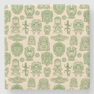 Aztec Inspired Pattern Stone Coaster