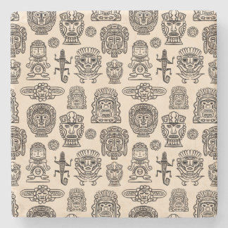 Aztec Inspired Pattern Stone Coaster