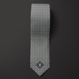 Aztec-Inspired Taupe and Grey Pattern Tie