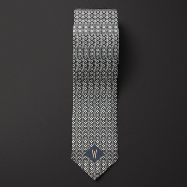 Aztec-Inspired Taupe and Grey Pattern Tie (Creator Uploaded)