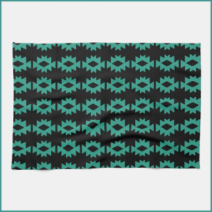 Aztec Inspired Turquoise and Black Kitchen Towel