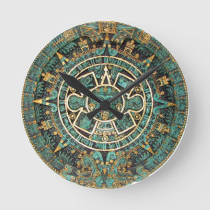 Aztec Mayan Ancient Round Disc Calendar Clock