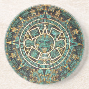 Aztec Mayan Ancient Round Disk Calendar Coaster
