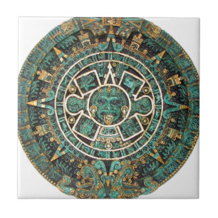 Aztec Mayan Ancient Round Disk Calendar Tile