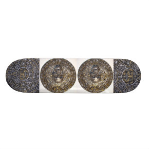Aztec Mayan Calendar With Skull Skateboard