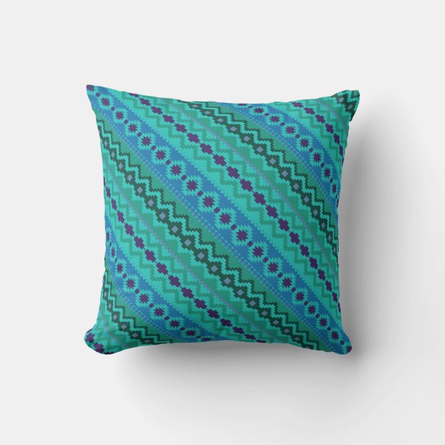 Aztec Mayan Indian Tribal Paint Geometric Cushion (Front)