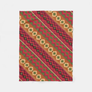 Aztec Mayan Indian Tribal Paint Geometric Fleece Blanket