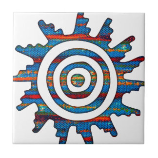 Aztec Mayan Multi-Coloured Sundial Tile