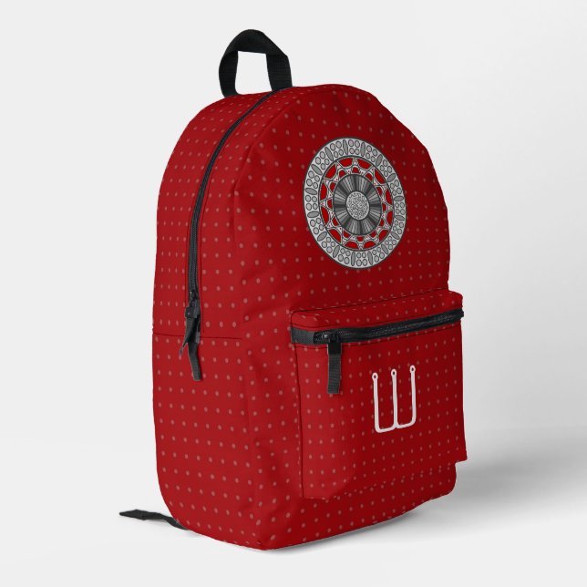 Aztec Meets Alien Printed Backpack (Back Corner Left)