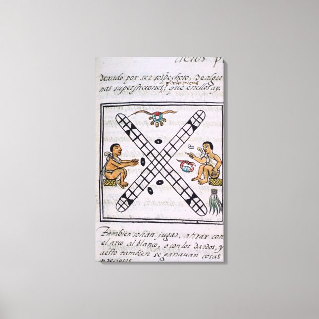 Aztec men gambling Patoli Canvas Print (Front)