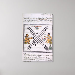 Aztec men gambling Patoli Canvas Print
