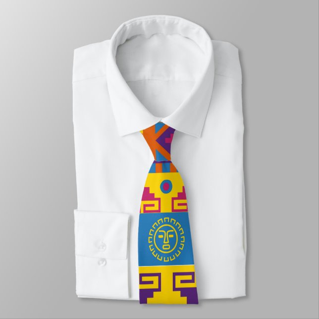 Aztec Mexican abstract pattern Tie (Tied)