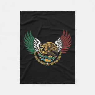 Aztec Mexican Eagle With Tricolor Flag Wings Fleece Blanket
