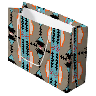 Aztec Mexican Geometric Pattern Large Gift Bag