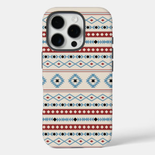 Aztec Mixed Motif Pattern Red Blue Blk Cream iPhone 16 Pro Case