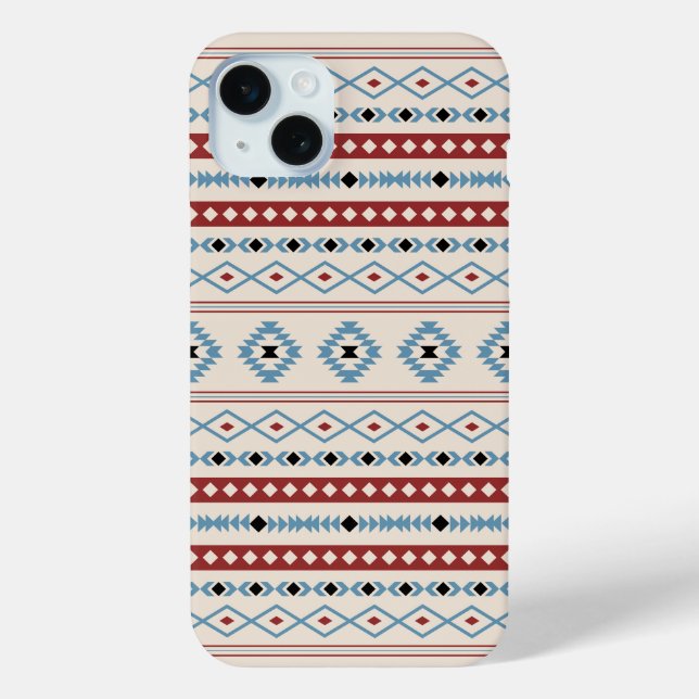 Aztec Mixed Motif Pattern Red Blue Blk Cream Case-Mate iPhone Case (Back)