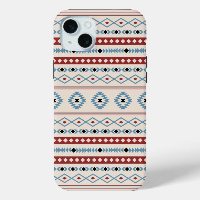 Aztec Mixed Motif Pattern Red Blue Blk Cream Case-Mate iPhone Case (Back)