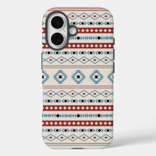 Aztec Mixed Motif Pattern Red Blue Blk Cream iPhone 16 Case