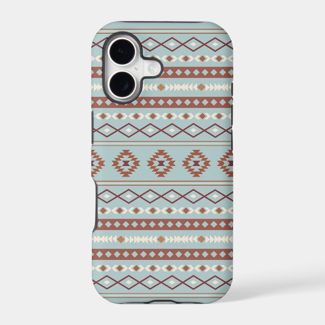 Aztec Mixed Motif Pattern Rusts Cream Blue (Back)