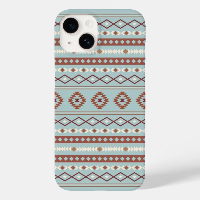 Aztec Mixed Motif Pattern Rusts Cream Blue Case-Mate iPhone Case (Back)