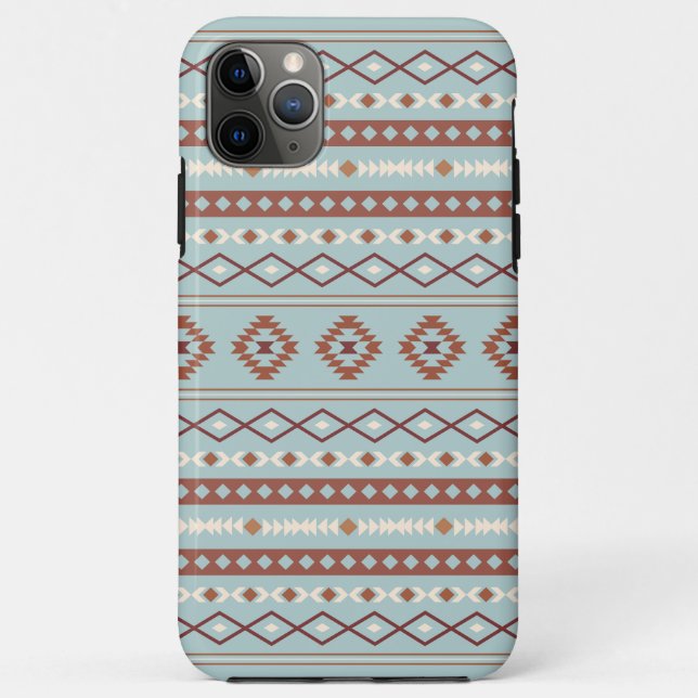 Aztec Mixed Motif Pattern Rusts Cream Blue Case-Mate iPhone Case (Back)