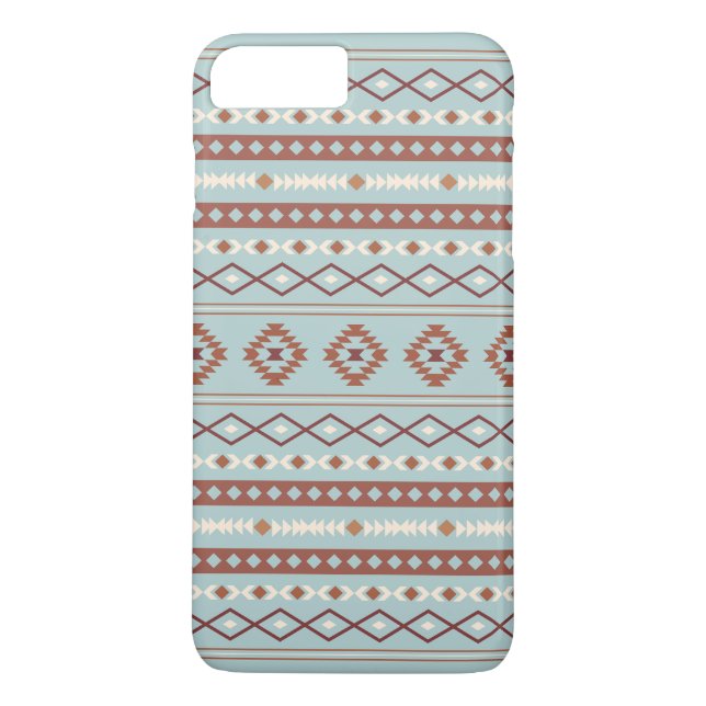 Aztec Mixed Motif Pattern Rusts Cream Blue Case-Mate iPhone Case (Back)