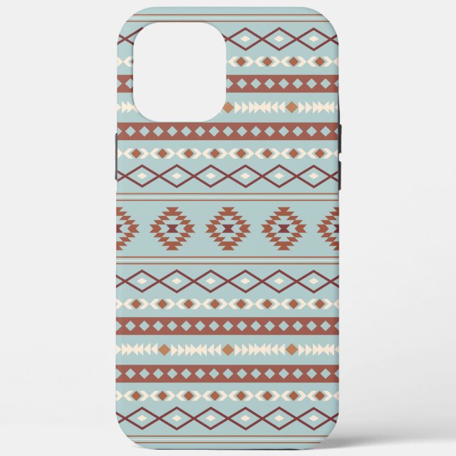 Aztec Mixed Motif Pattern Rusts Cream Blue Case-Mate iPhone Case (Back)