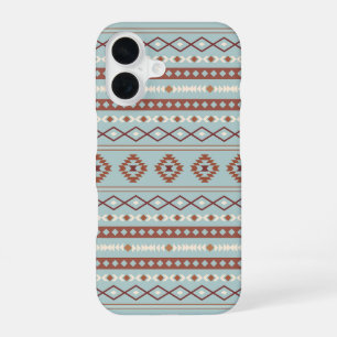 Aztec Mixed Motif Pattern Rusts Cream Blue iPhone 16 Case