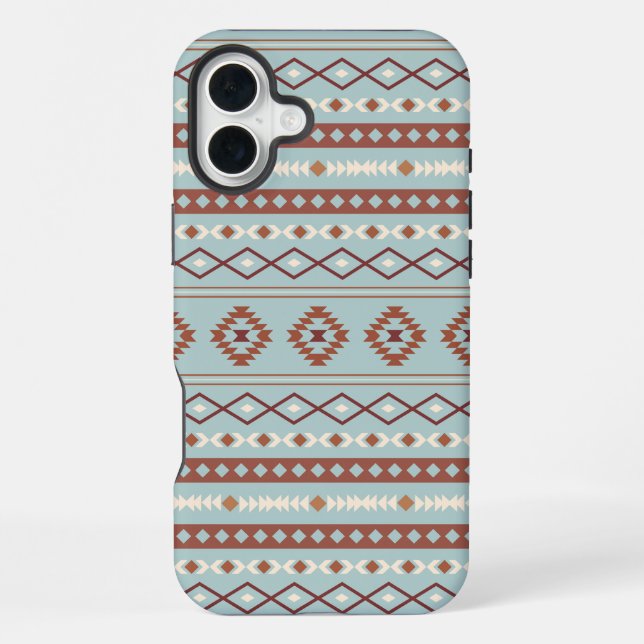 Aztec Mixed Motif Pattern Rusts Cream Blue iPhone Case (Back)