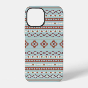 Aztec Mixed Motif Pattern Rusts Cream Blue iPhone 12 Case