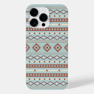 Aztec Mixed Motif Pattern Rusts Cream Blue iPhone 14 Pro Max Case