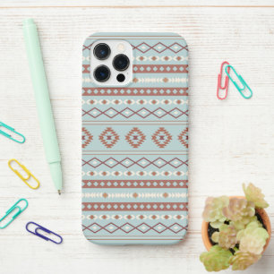 Aztec Mixed Motif Pattern Rusts Cream Blue iPhone 12 Pro Case