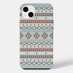 Aztec Mixed Motif Pattern Rusts Cream Blue iPhone 14 Plus Case