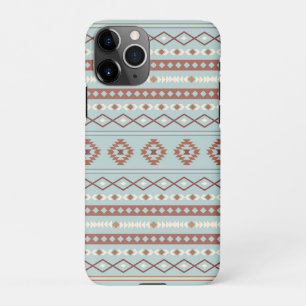 Aztec Mixed Motif Pattern Rusts Cream Blue iPhone 11Pro Case