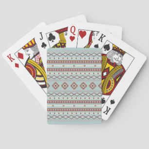 Aztec Mixed Motif Pattern Rusts Cream Blue Playing Cards