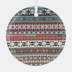 Aztec motif, seamless pattern design glass tree decoration
