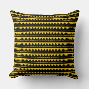 Aztec Mountains - Black on Amber Cushion