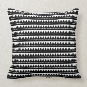 Aztec Mountains - Black on White Cushion