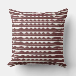 Aztec Mountains - Dark Brown on White Cushion