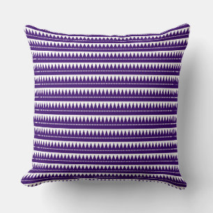 Aztec Mountains - Deep Purple on White Cushion