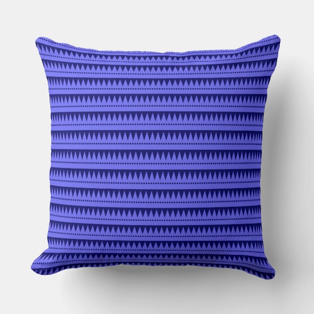 Aztec Mountains - Electric Blue on Deep Navy Cushion (Front)