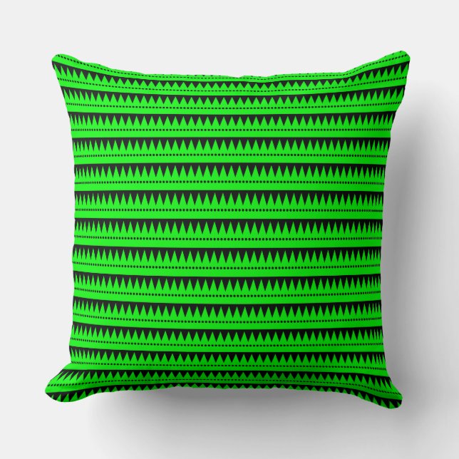 Aztec Mountains - Green with Black Cushion (Front)