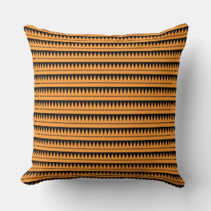 Aztec Mountains - Light Orange on Black Cushion